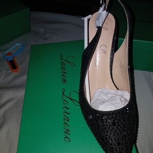 Lauren Lorraine Black Glitter Heels